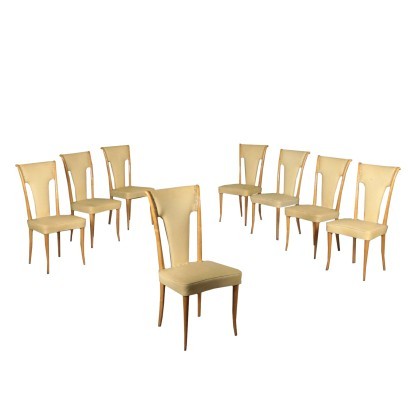 Chairs Beech Springs and Leatherette Italy 1950s