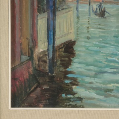 Alfonso Monfardini Venetian View Oil On Plywood 19th Century