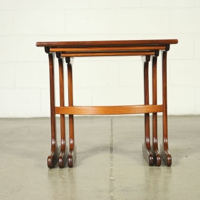 Trio Tables Solid Wood Teak Veneer England 1960s