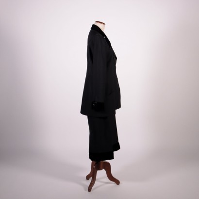 Vintage Jacket Skirt Set Karl Lagerfeld Wool Velvet Paris France 1990s