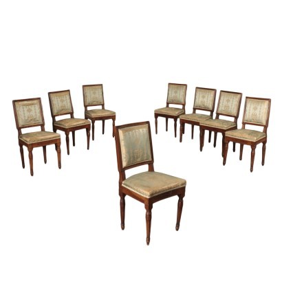 antiguo, silla, sillas antiguas, silla antigua, silla italiana antigua, silla antigua, silla neoclásica, silla del siglo XIX, grupo de ocho sillas neoclásicas