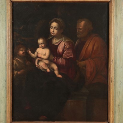 Sacred Family With Young Saint John Oil On Canvas '600