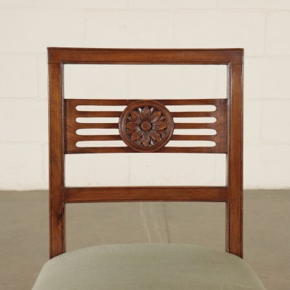 Group Of Four Chairs Empire Walnut Italy 19th / 20th Century