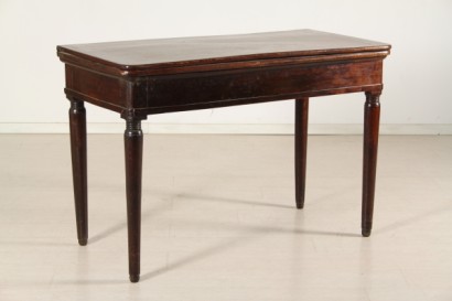 antique opening table, table solid walnut albertino, legs, folding floor panel and Swivel, the Piedmontese school