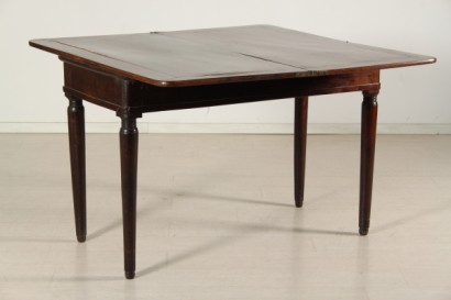 antique opening table, table solid walnut albertino, legs, folding floor panel and Swivel, the Piedmontese school