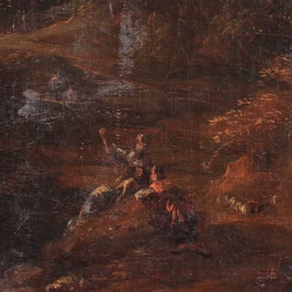 Classical Landscape with Figures Oil on Canvas 18th Century