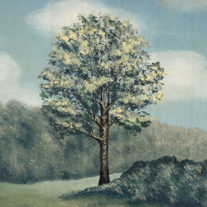 Trompe L'Oeil with Landscape Oil on Canvas Contemporary Art