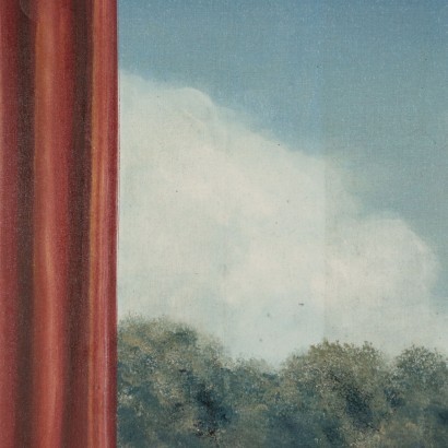Trompe L'Oeil with Landscape Oil on Canvas Contemporary Art