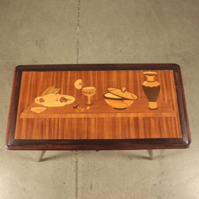 Small Table Solid Beech and Mahogany Veneer Italy 1950s