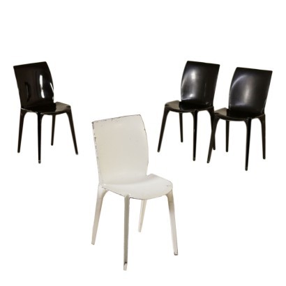 antigüedad moderna, diseño moderno, silla, silla moderna, silla moderna, silla italiana, silla vintage, silla de los 60, silla de diseño de los 60, sillas Marco Zanuso, producción Gavina, modelo Lambda, grupo de cuatro sillas.