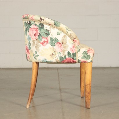 Armchair with Stool Springs Fabric and Beech Italy 1940s-1950s