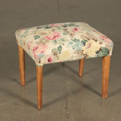 Armchair with Stool Springs Fabric and Beech Italy 1940s-1950s