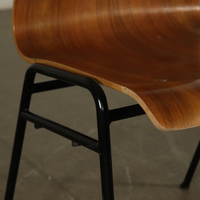 Gruppe von 6 Stuhlen Sperrholz Italien 1960er-1970er