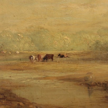 Landscape with Figures Oil on Canvas English School 19th Century