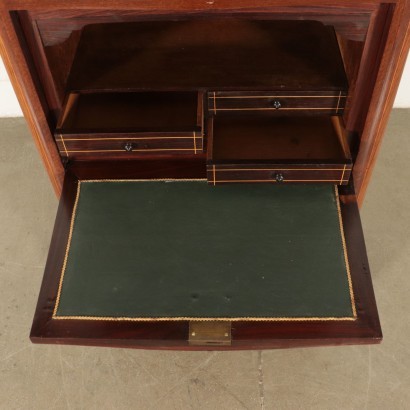 Inlaid Secretaire Red Marple and Leatherette Italy 20th Century