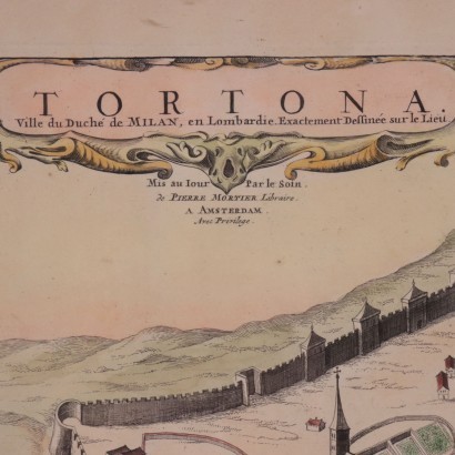 Map of Tortona Engraving of Paper 18th Century