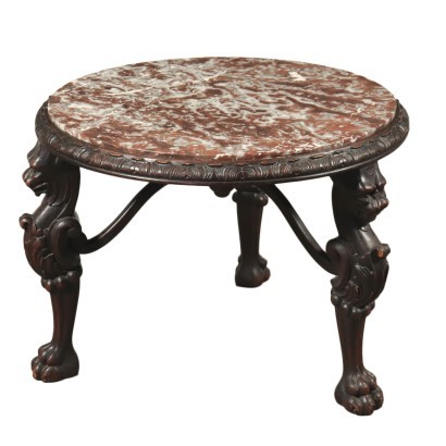 Neo-Renaissance Style Table Red Marble Italy 20th Century