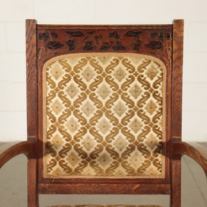 Liberty Chair Armchair Art Nouveau Sessile Oak Brass Italy 1800 1900