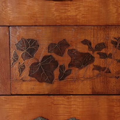 Chest Of Drawers Art Nouveau Sessile Oak Brass Italy End 800 Early 900