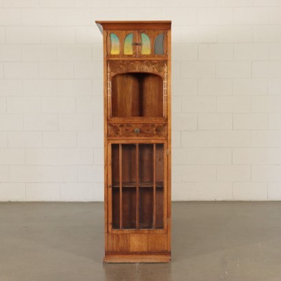 Liberty Bookcase Art Nouveau Sessile Oak Brass Italy End 800 Early 900