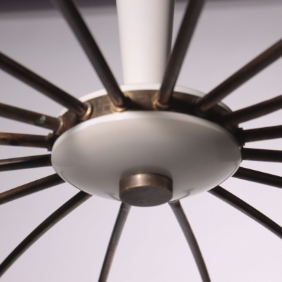 Ceiling Lamp Brass Enamelled Aluminum Italy 1950s