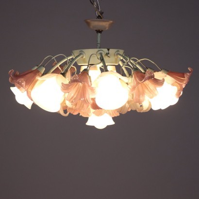 Ceiling Lamp Blown Glass Metal Italy 1950s