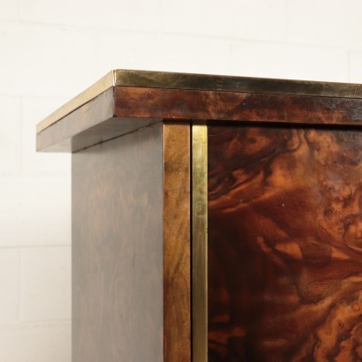 Willy Rizzo Style Cabinet Burr Veneer Brass Italy