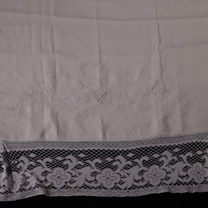 Bedshett with Two Pillowcases Linen 19th Century