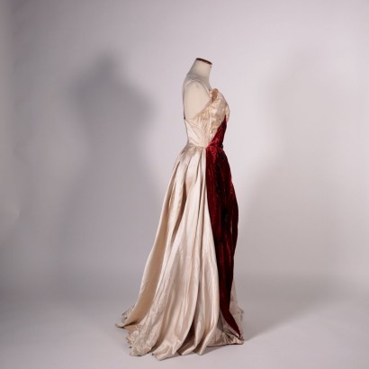 Vinatege Evening Dress Satin and Velvet MIlan Italy 1950s