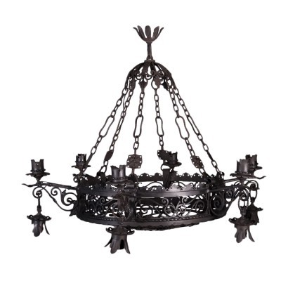 Chandelier Wrought Iron Italy Early 20th Century