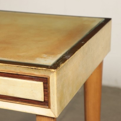 Writing Desk Beech Glass Parchment Paper Italy 1950s