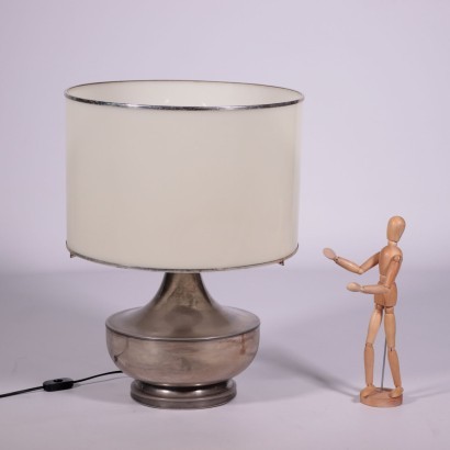 Lampe de Table Métal argenté Méthacrylate Italie Années 60-70