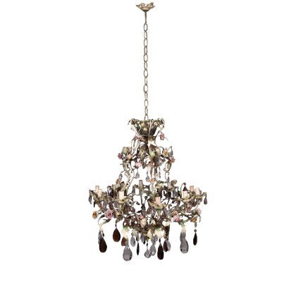 Chandelier Iron Shear Plate Glass Italy 20th Century