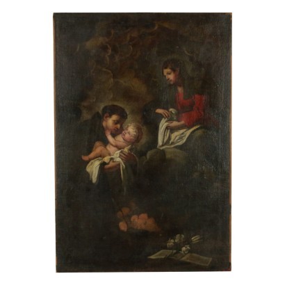 Virgin With Child With Saint Anthony Of Padua Oil On Canvas 1700