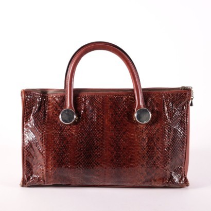 Vintage Brown Reptile Leather Bag 1970s