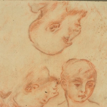 Study of Heads Blood on Paper 19th Century