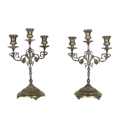 Pair of Silver Candlesticks Italy 20th Century