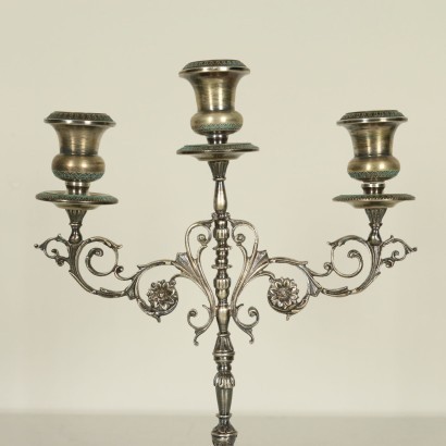 Pair of Silver Candlesticks Italy 20th Century