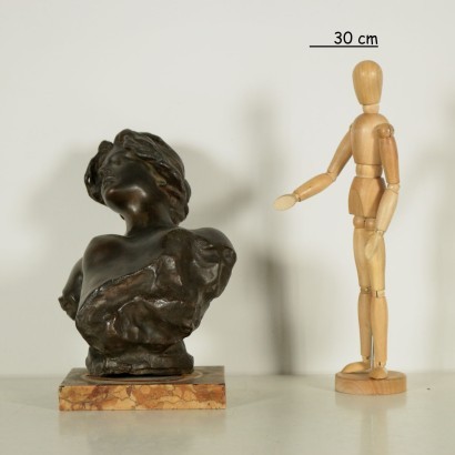 Buste Féminin Art Nouveau Bronze Italie Premier '900