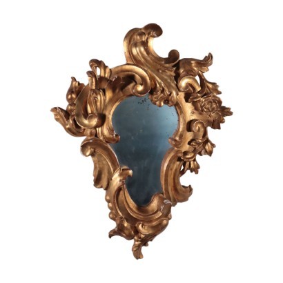 Miroir Baroque Romain Sculpté Doré Rome Italie'700