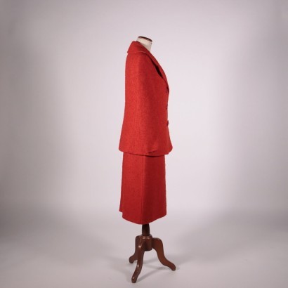 Vintage Cherry Red Suit Wool Italy 1960s-1970s