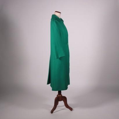 Vintage Green Coat Wool Milan Italy 1970s