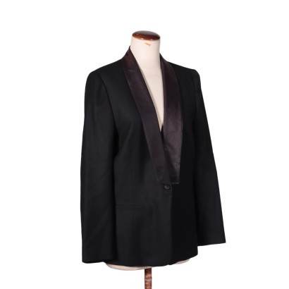 Vintage Wool and Satin Woman Jacket Italy 1980s-1990s