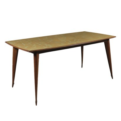 Table Beech Wood Back-Treated Glass Italy 1950s 1960s