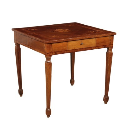 Small Piacentine Neo-Classical Table Walnut Olive Italy 18th Century