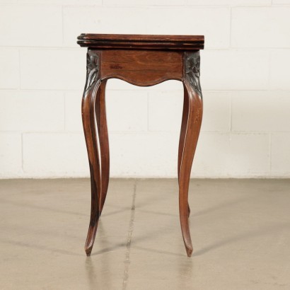 Small Louis Philippe Folding Table Walnut Velvet Italy 19th Century