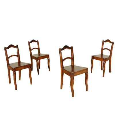 Group of 4 Louis Philippe Chairs Cherry Italy 19th Century