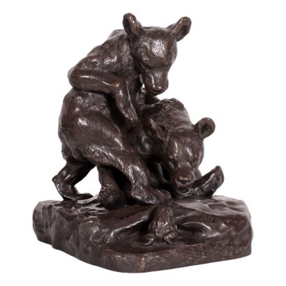 Couple of Bears with Froggy Bronze France 20th Century