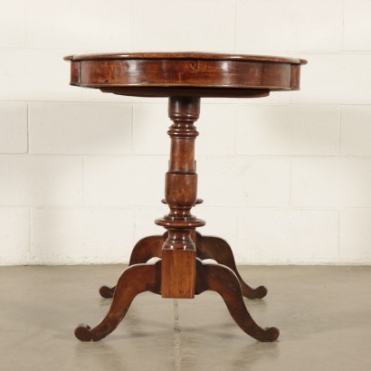 Elliptical Table Walnut and Burl Veneer Italy 19th Century