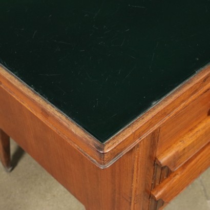 Desk Veneered Wood Maple Back-Treated Glass Italy 1950s